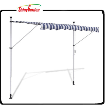 9' 10" Manually-operated Blue/White Waterproof Retractable Awning